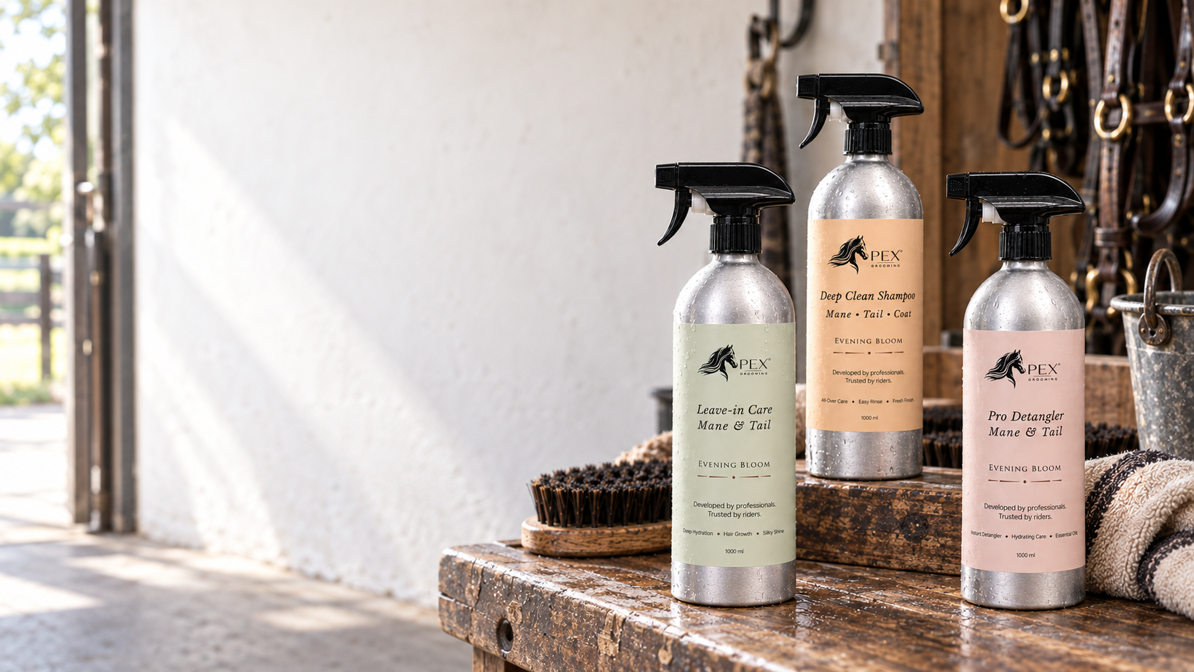 Deep Clean Shampoo, Leave-in Care en Pro Detangler van PEX Grooming®